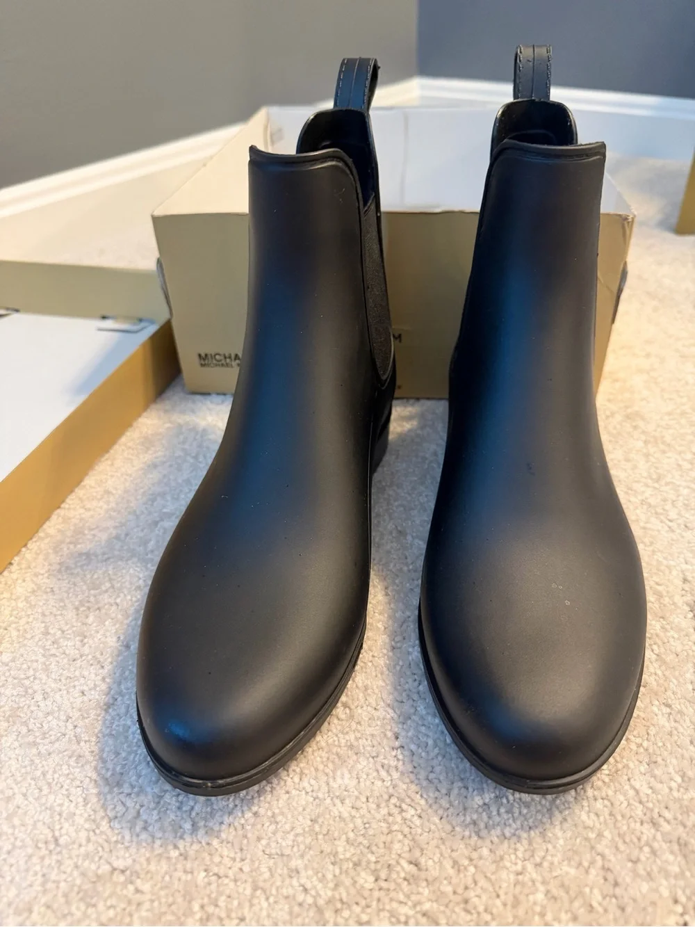 Michael Kors Matte Black Chelsea Ankle Rain Booties